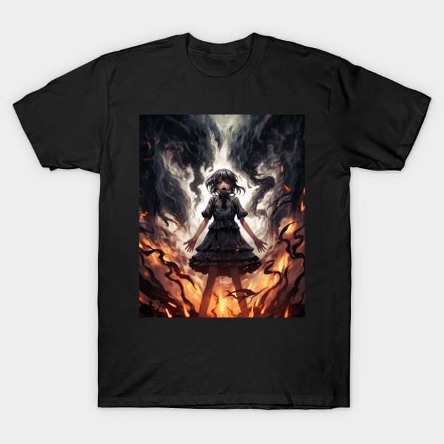 Manga Anime Demon Girl Beauty Horror T-Shirt by AtomicMadhouse